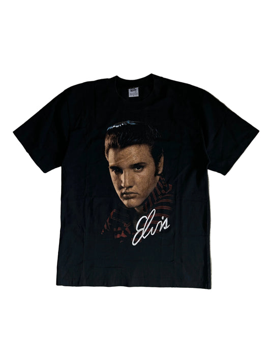 Vintage 1990 Elvis Presley T-shirt Top Heavy Tag Black Large