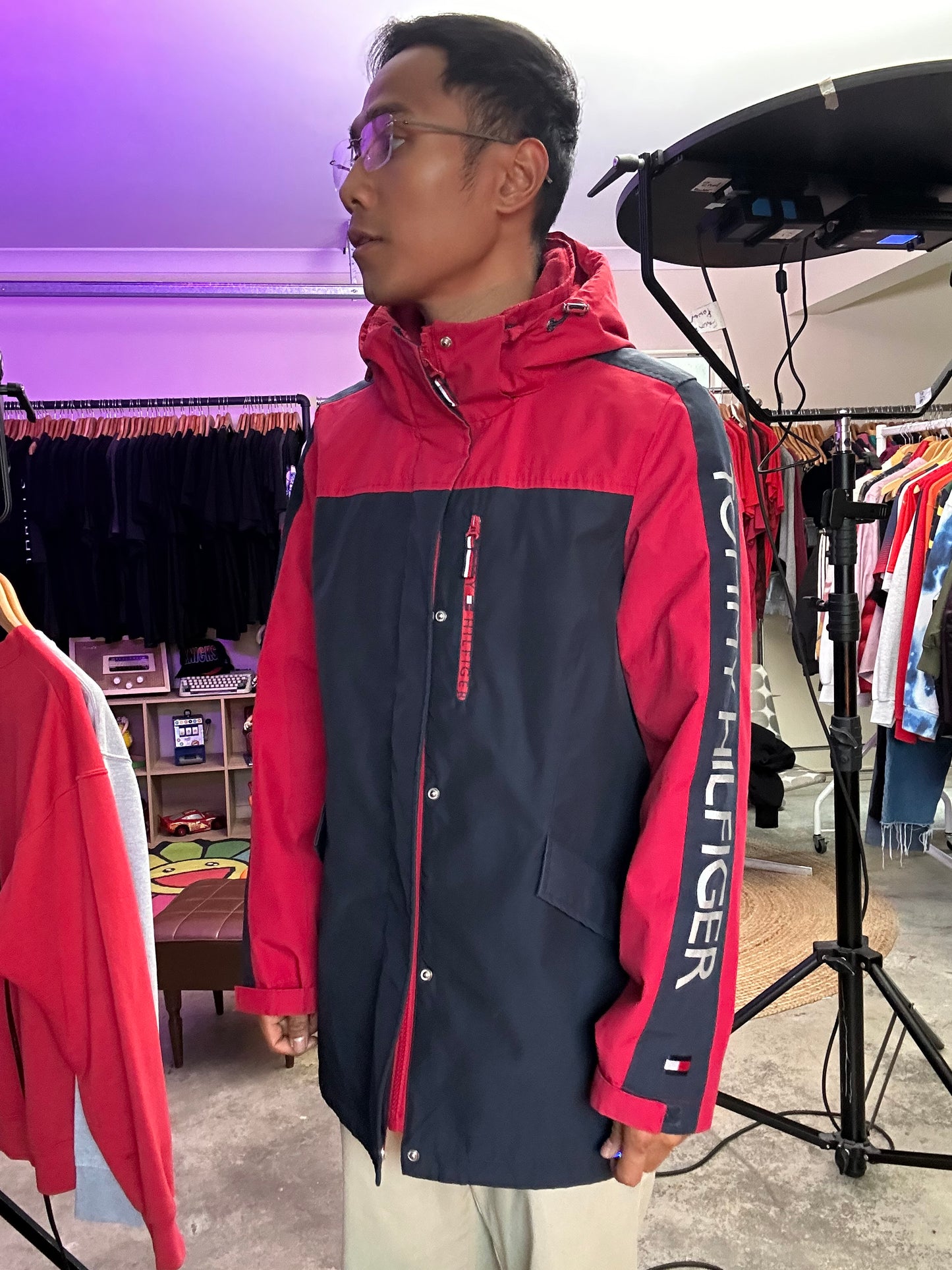 Women's Tommy Hilfiger 3-in-1 Systems Anorak Jacket Red Medium Navy