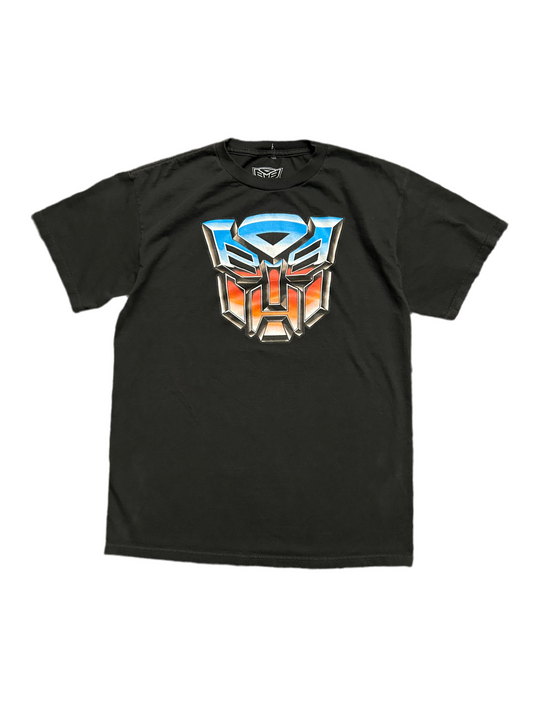 OFFICIAL TRANSFORMERS AUTOBOTS RETRO SYMBOL BLACK T-SHIRT Medium ( Minimal Bleach Stains)