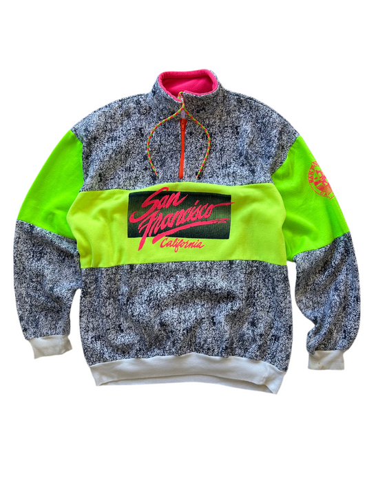 vintage 80s San Francisco, California half-zip fleece sweater