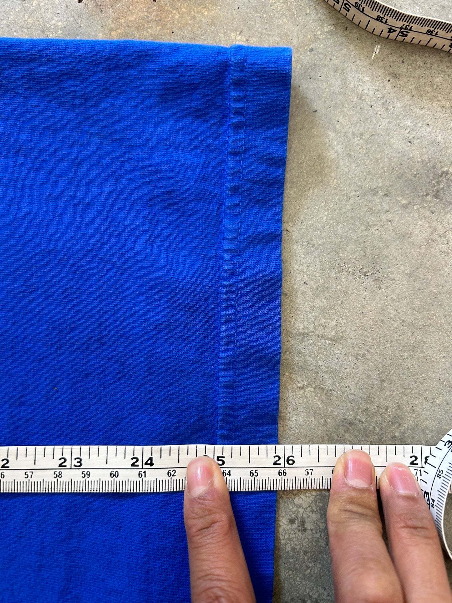 royal blue Kanye West "Jesus Is King" vinyl merchandise t-shirt featuring yellow puff print text Medium