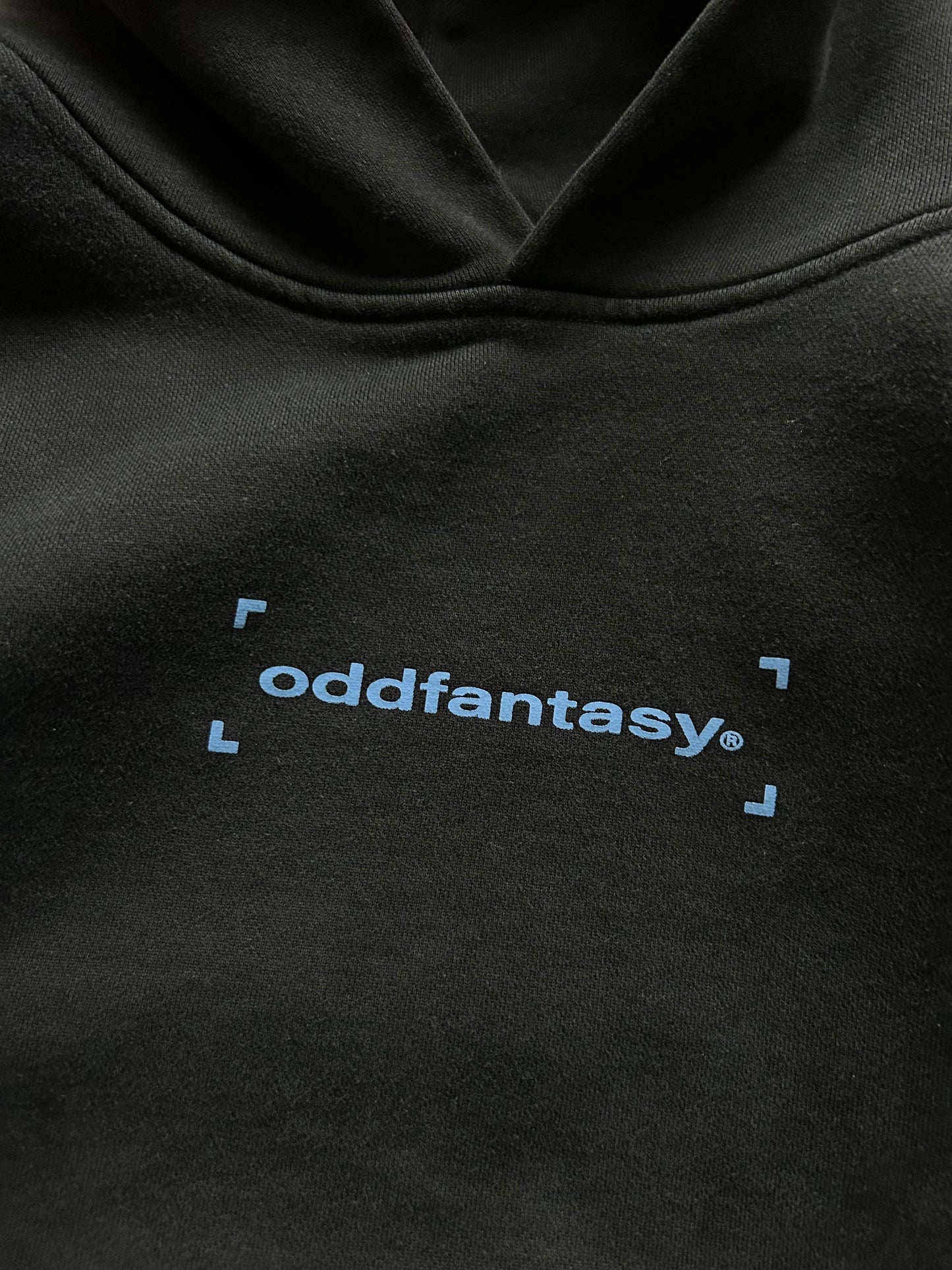 Odd Fantasy Crop Hoodie Heavy Weight Black Medium