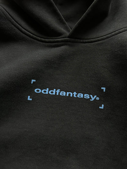 Odd Fantasy Crop Hoodie Heavy Weight Black Medium