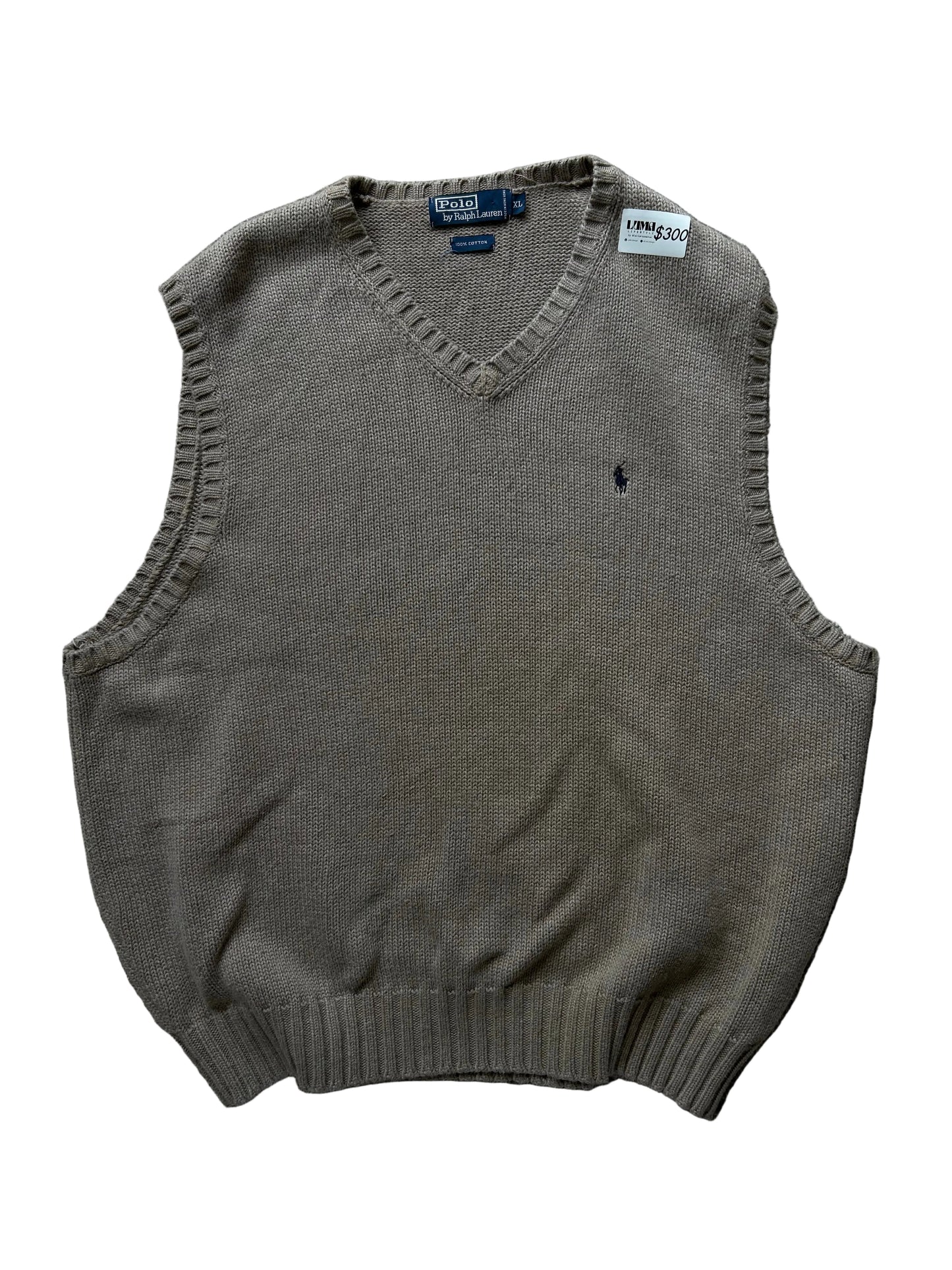 Ralph Lauren RL Knitted Vest XL Khaki Brown