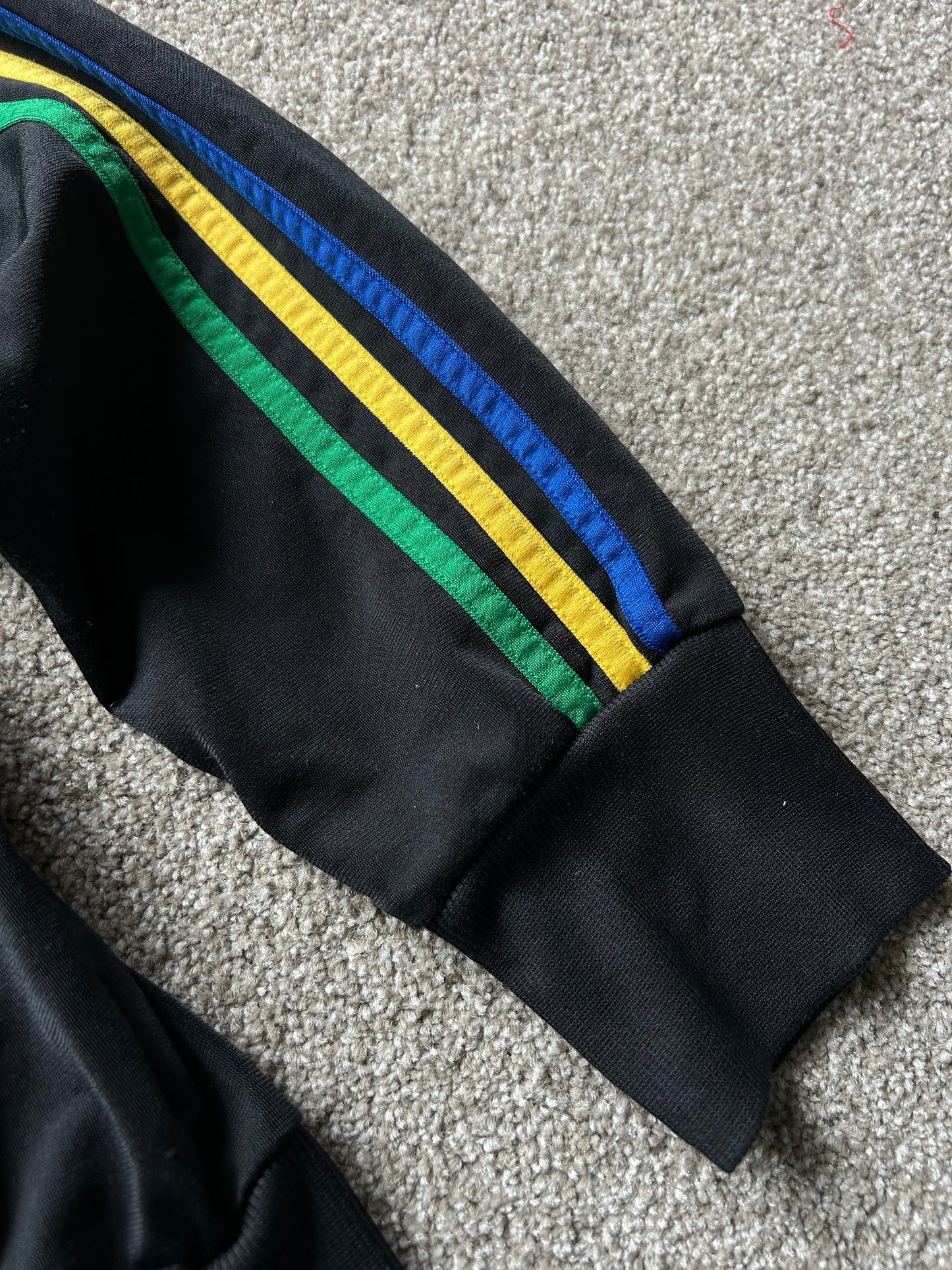 Adidas Grun Track Jacket Men's Black Rasta Firebird Blue Green Yellow size Medium