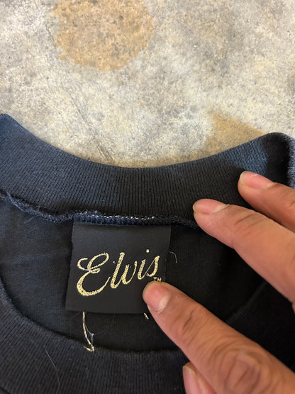 Vintage 1990 Elvis Presley T-shirt Top Heavy Tag Black Large