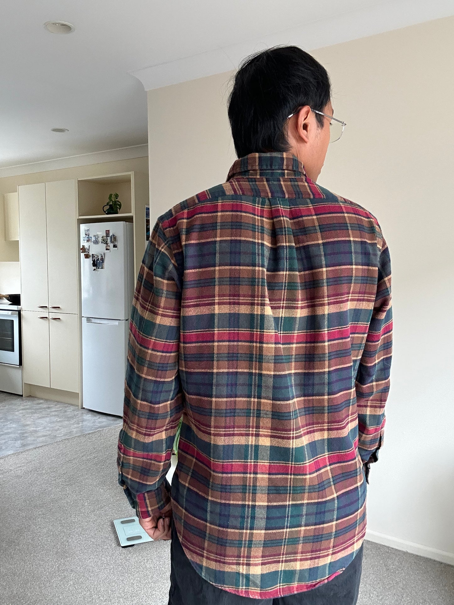 Polo Ralph Lauren plaid-pattern flannel shirt in pine and navy brushed cotton flannel Medium Maroon