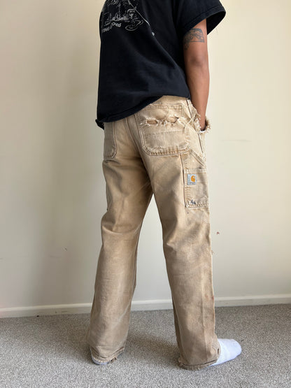 Carhartt Vintage Double Knee Khaki Pants 32 waist 39 Length