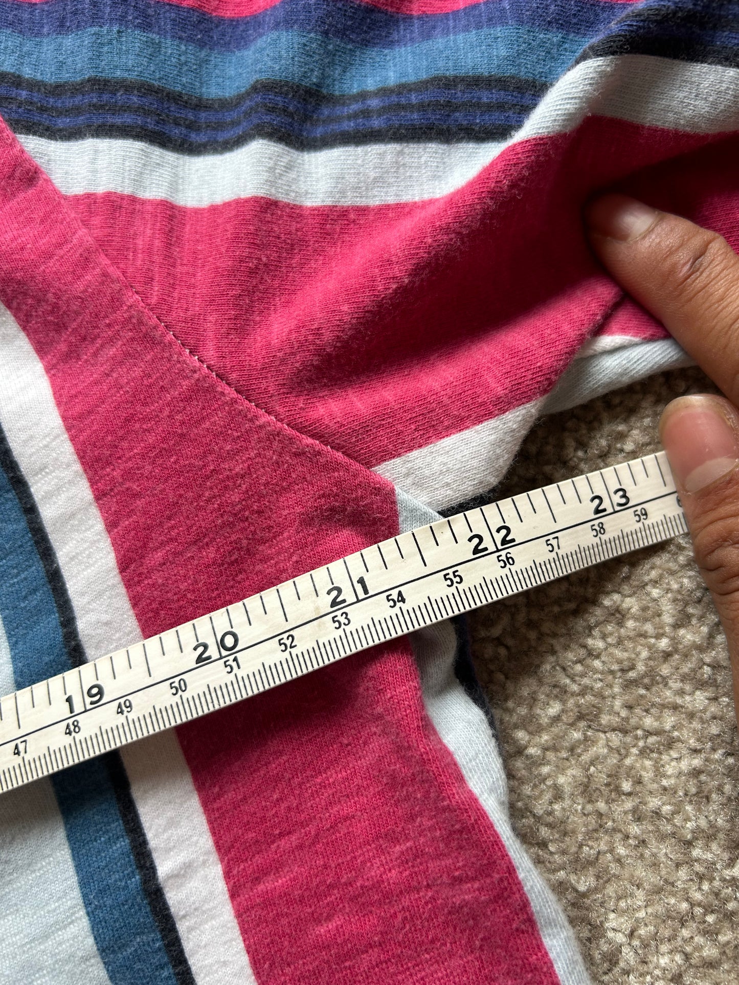 Guess Originals Eco Stripe Tee in a pink and blue multi-colorway Medium