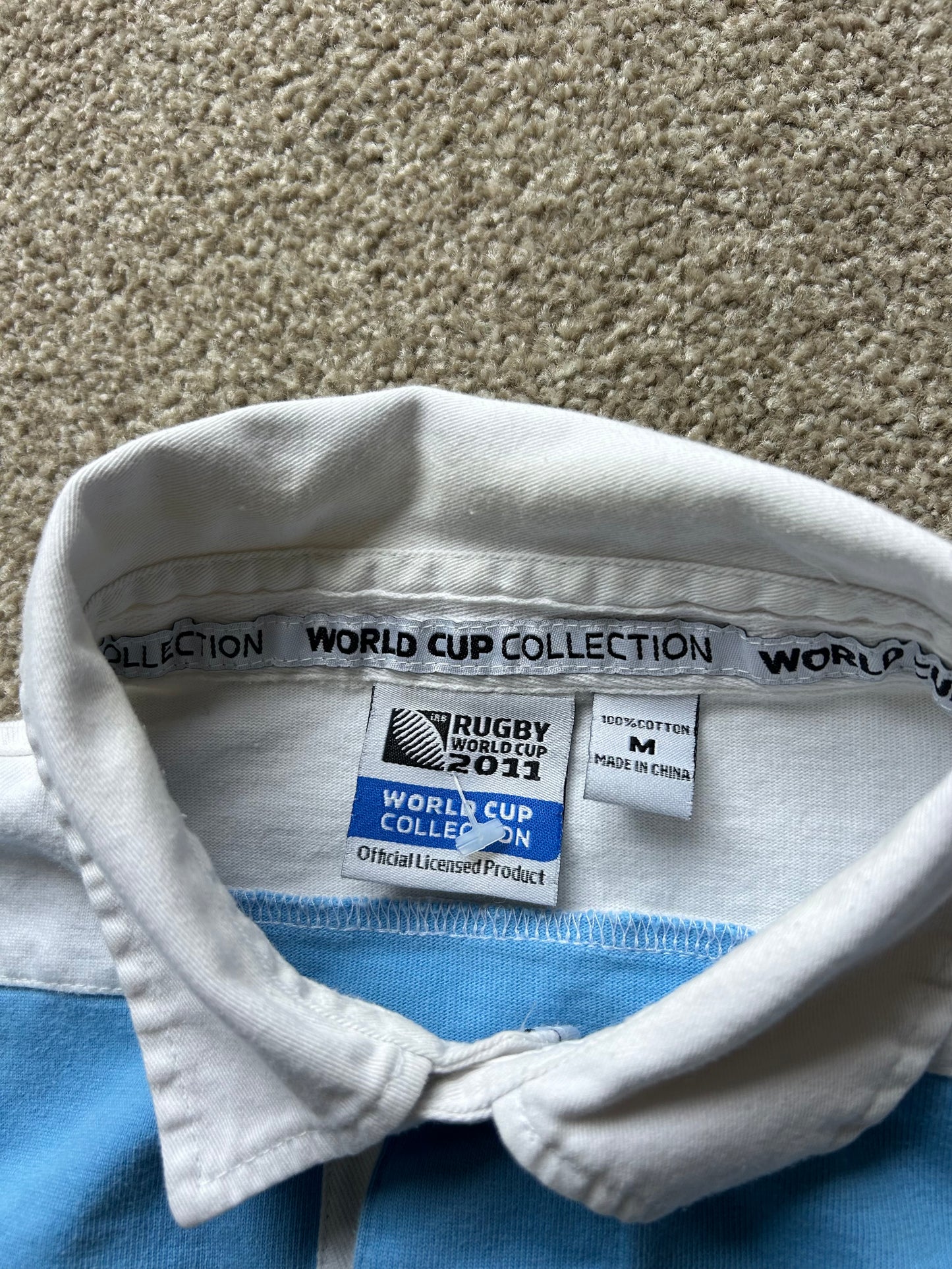 Argentina vintage-style rugby polo shirt NZ World Cup Medium White