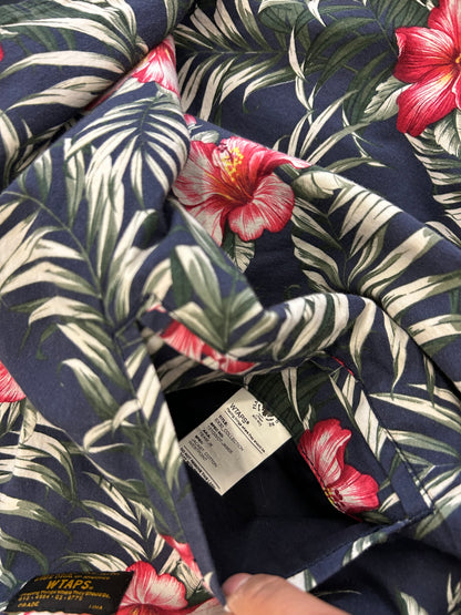 WTAPS 15SS Team Reversible Jacket (often called the Team JKT), featuring a Detroit Tigers-style "D" logo on the chest and a reversible floral/hibiscus lining Large