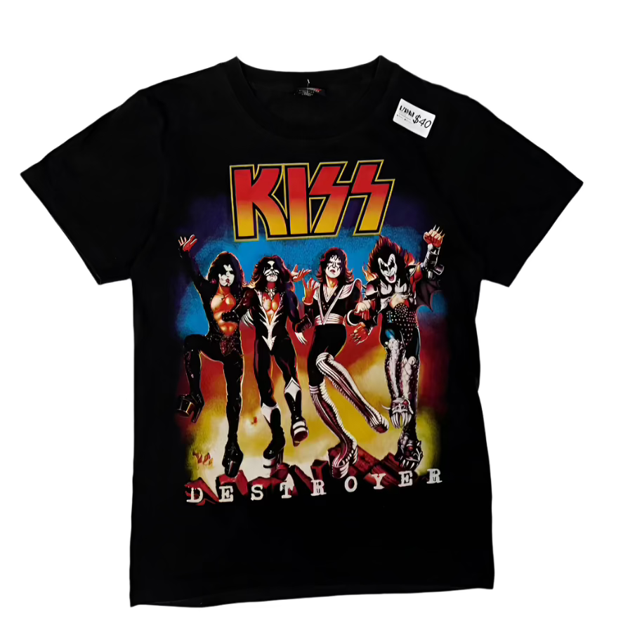 KISS T-Shirt Vintage Band Destroyer 2-sided Hot Rock L