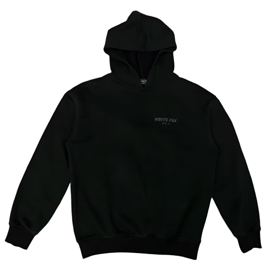 White Fox Hoodie Black Small
