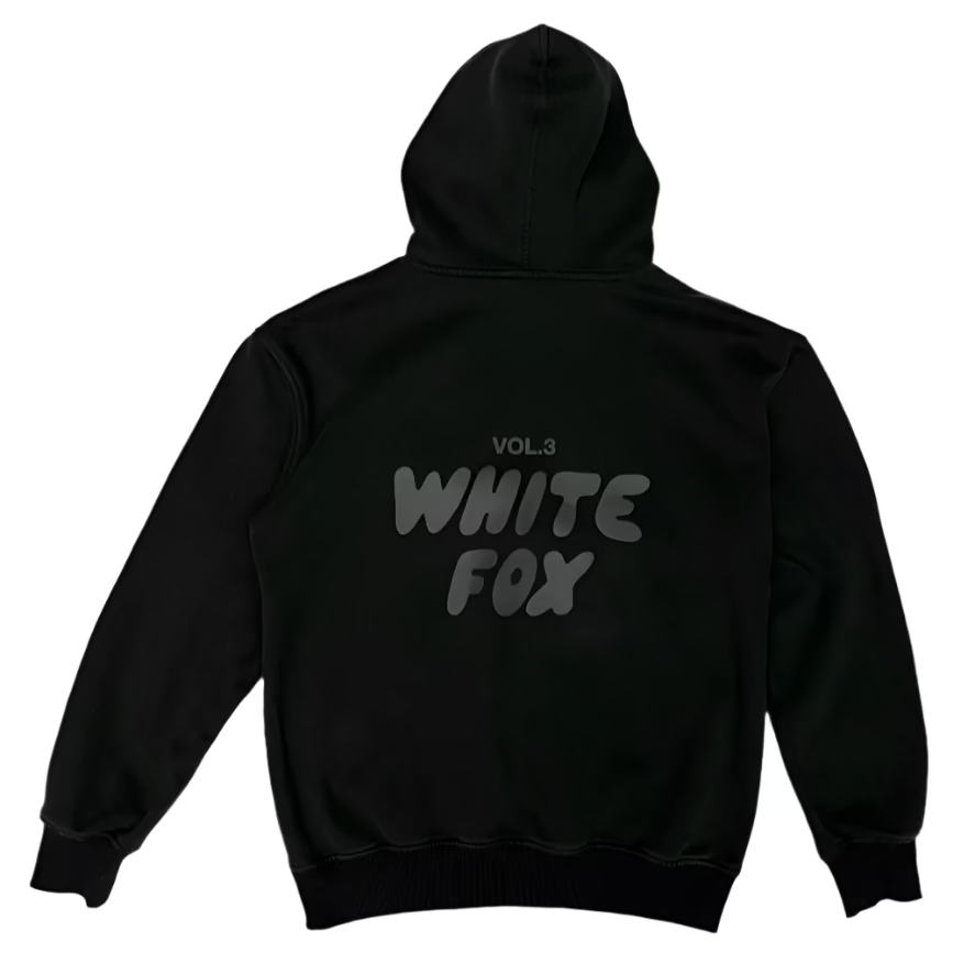 White Fox Hoodie Black Small