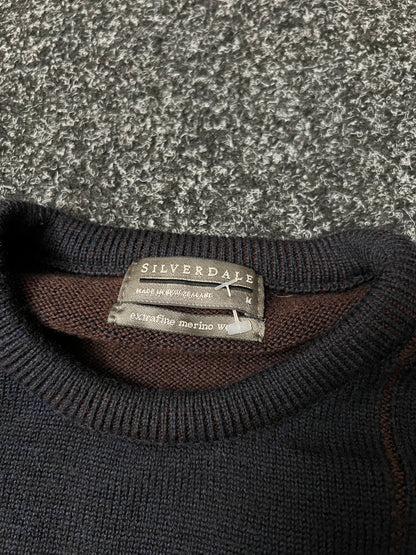 Silverdale Jumper - Black 100% Merino Wool - Medium