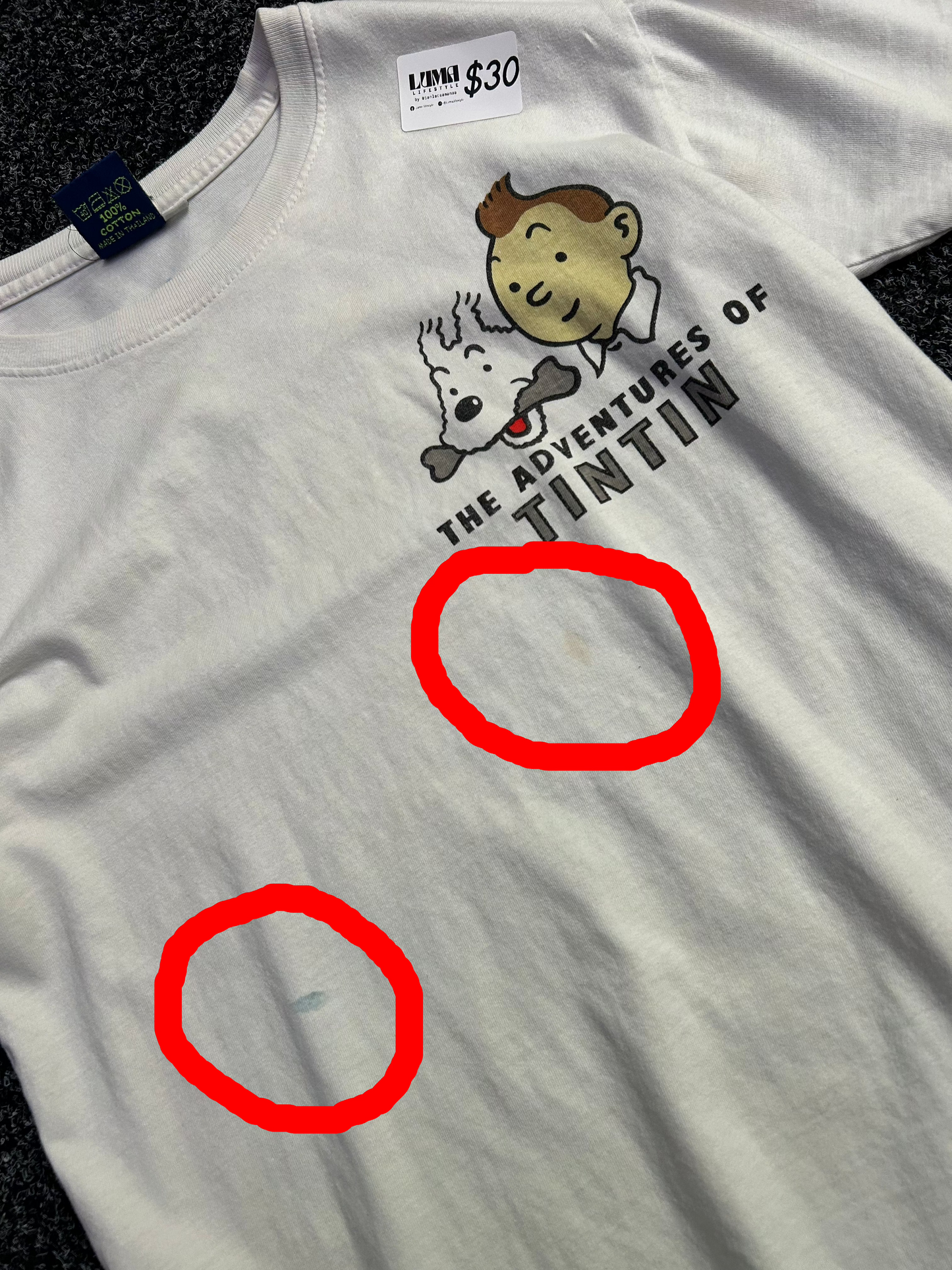 Adventures of Tin Tin Thailand Bootleg Tee Small